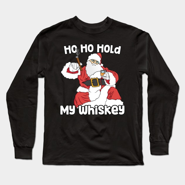 Mens Ho Ho Hold My Whiskey Funny Christmas Xmas design Long Sleeve T-Shirt by theodoros20